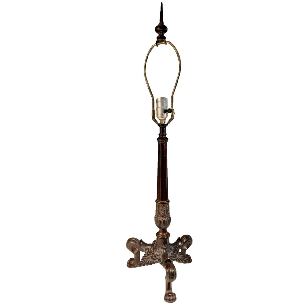 Antique Neoclassical Empire Revival Cast Metal Tripod Paw Foot Table Lamp